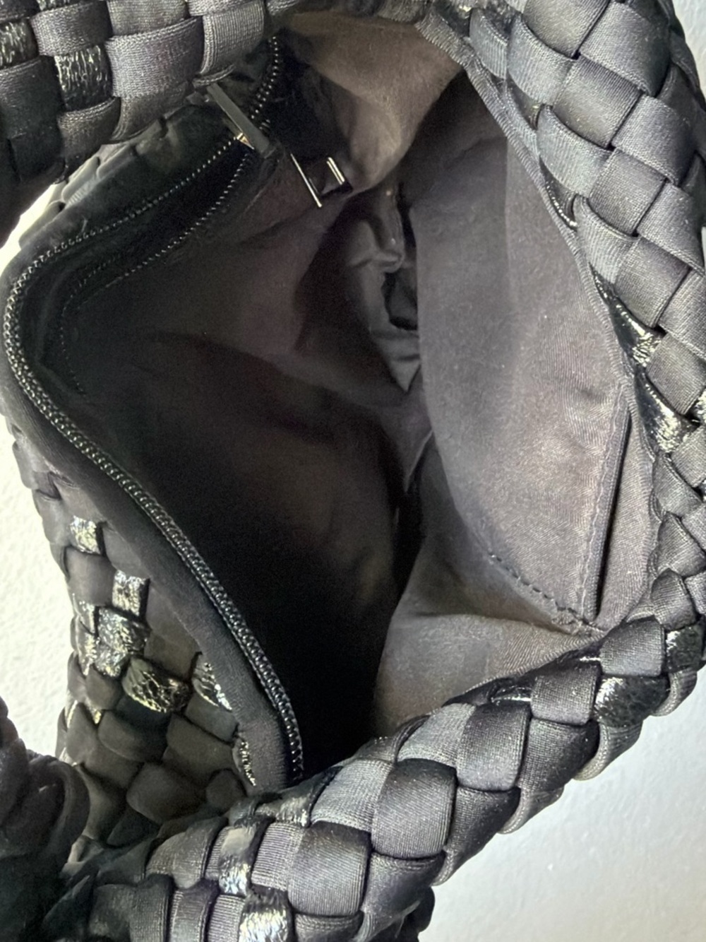 Parker & Hyde Black Metallic Woven Knot Bag - Picture 3 of 3